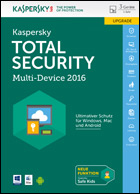 Kaspersky Total Security Multi-Device 2016 für bis zu 3 Geräte Upgrade